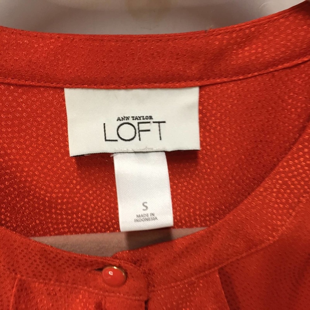LOFT Orange Button Down Blouse w/ Ruffle Detail - Picture 8 of 16